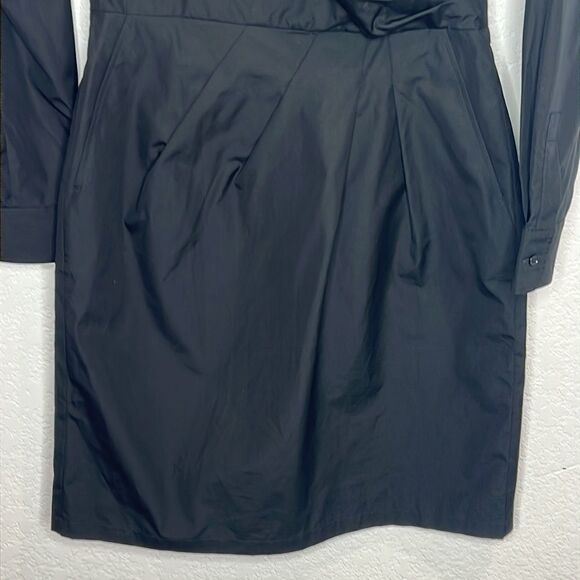 NWT Max Mara Squaw Gathered Cotton Poplin Shirt Dress Black Size 6 - Picture 5 of 16